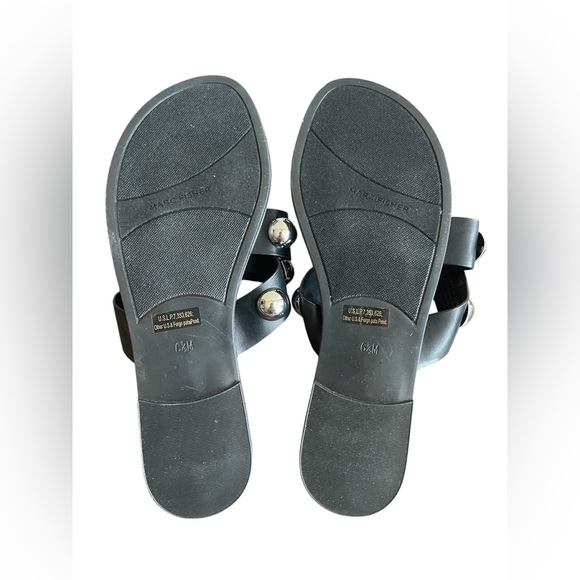 New Marc Fisher Black Women Silver Sandal Size 65 - Picture 6 of 6